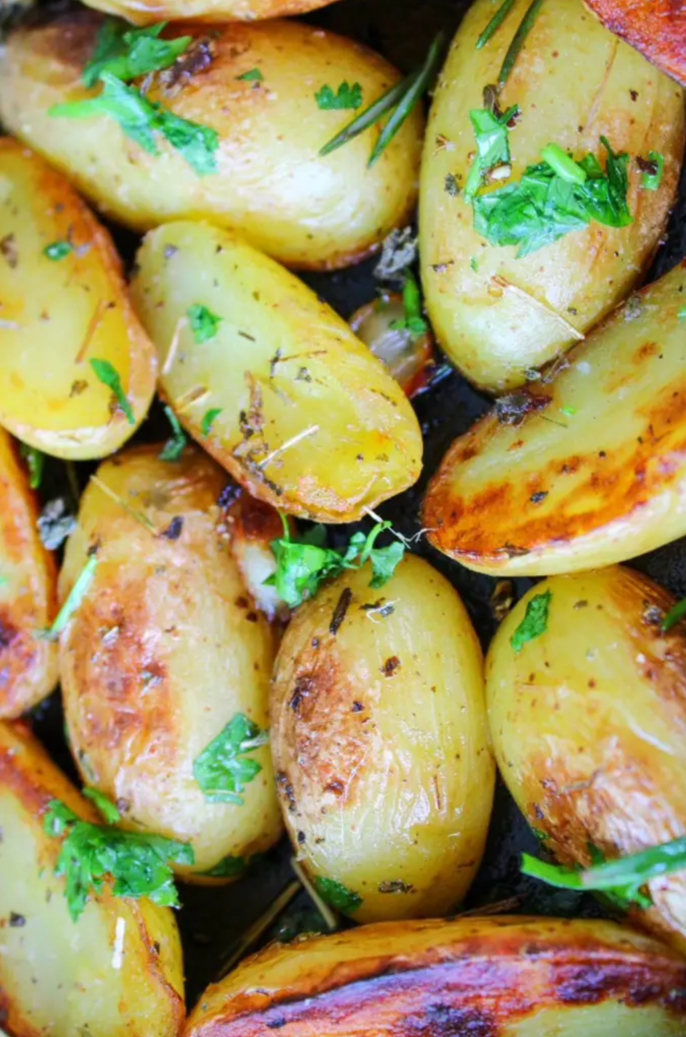 Crispy Lemon Balm and Garlic Potatoes