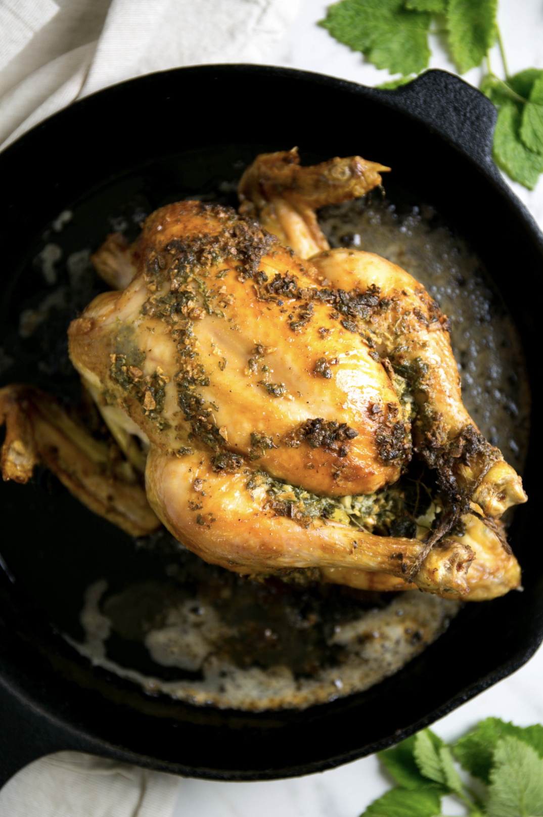 Lemon Balm Roasted Chicken