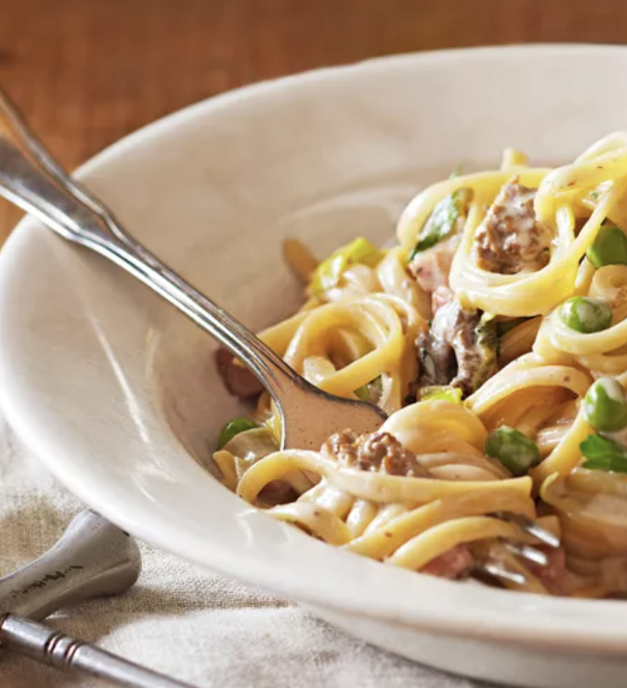 Spring Ramp Pasta with Morels and Peas