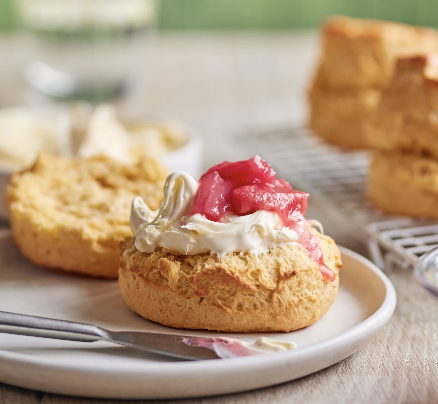 Rhubarb & custard scones