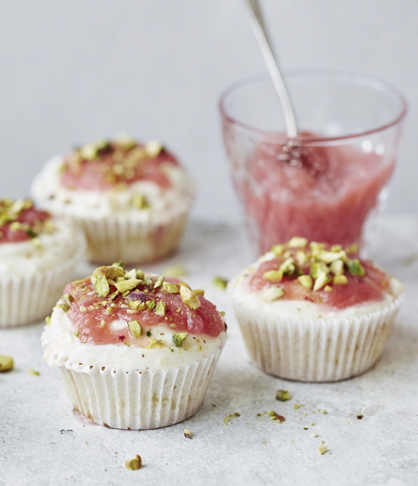 Rhubarb and Pistachio Cupcakes Recipe