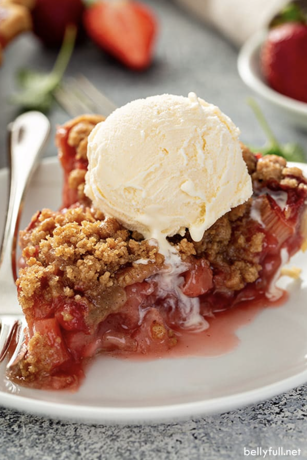 Strawberry Rhubarb Pie With Vanilla Icecream