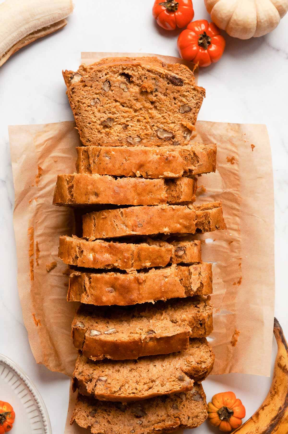 Healthy Pumpkin Banana Bread