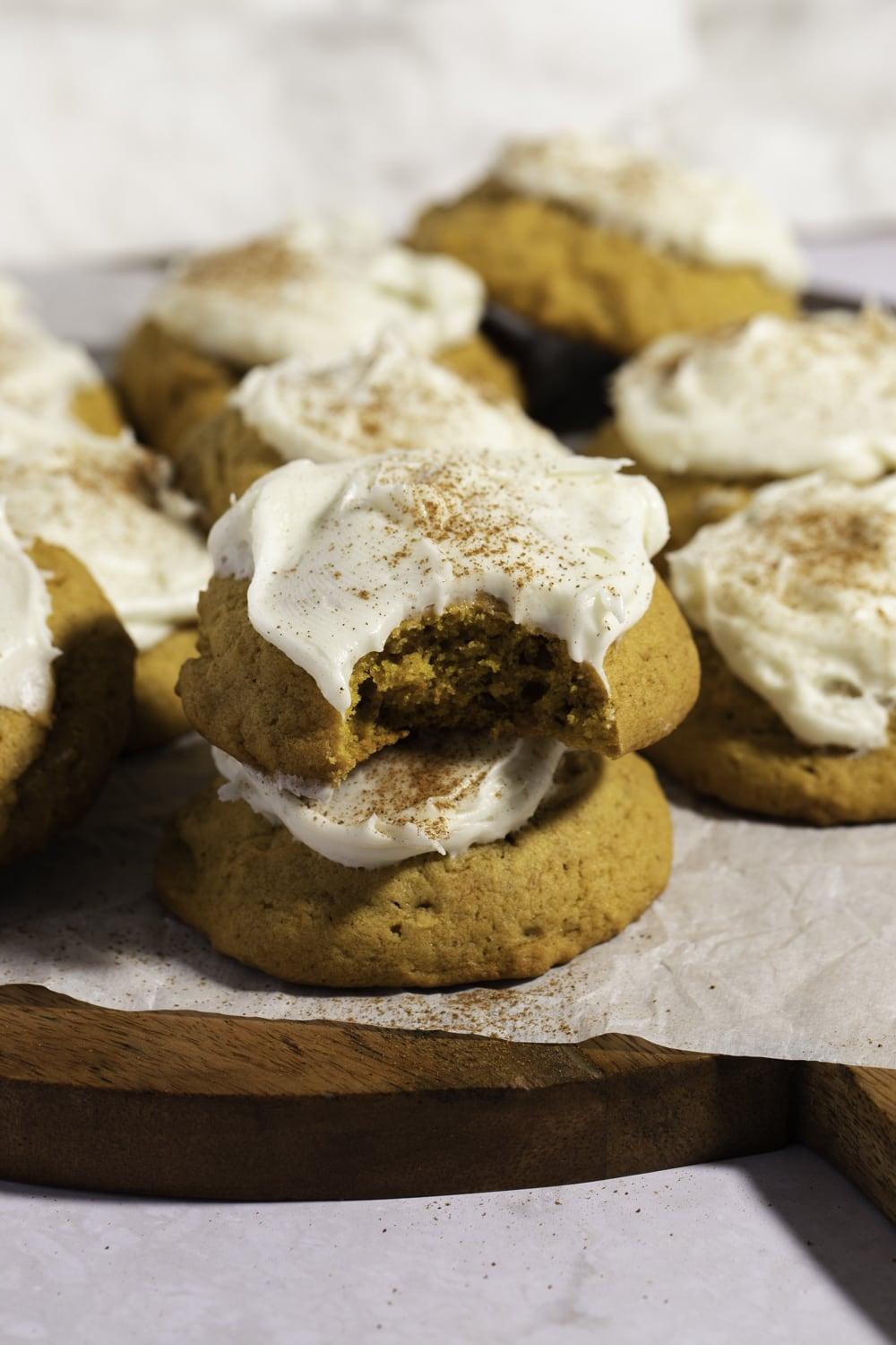 Pumpkin Cookies with Cream Cheese Frosting