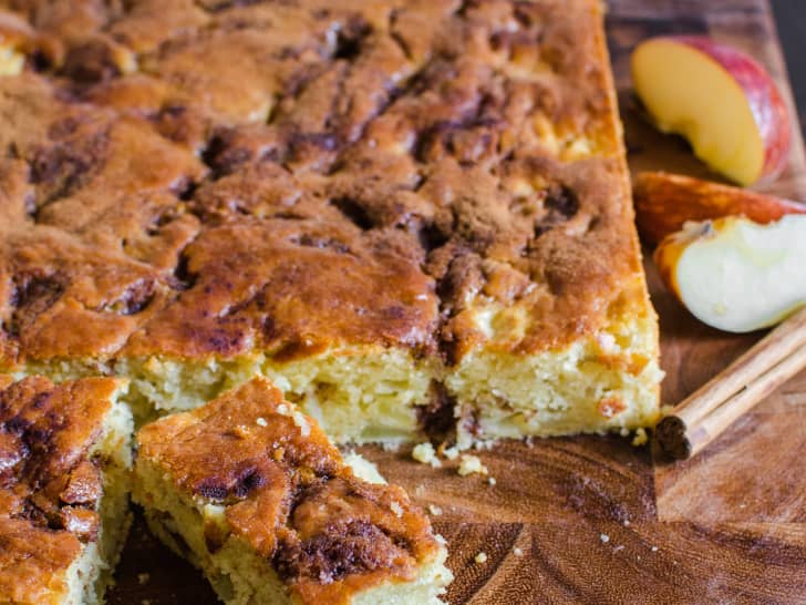 Apple Yogurt Cake with Cinnamon Sugar Streak