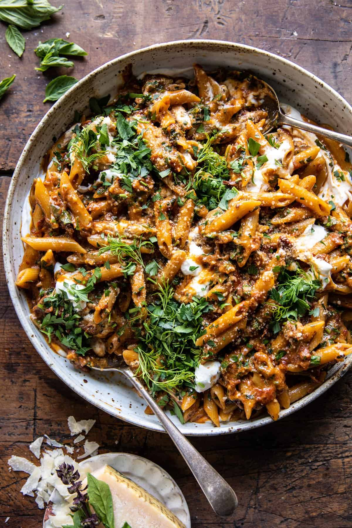 One-Pot Sun-Dried Tomato Pasta with Ricotta