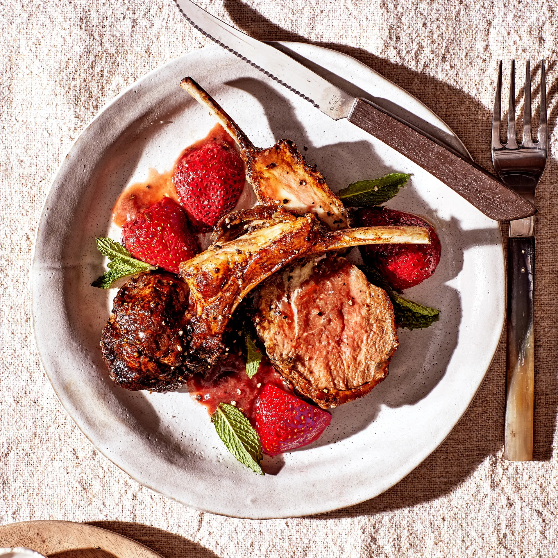 Elegant Roast Rack of Lamb with Strawberry Pan Sauce